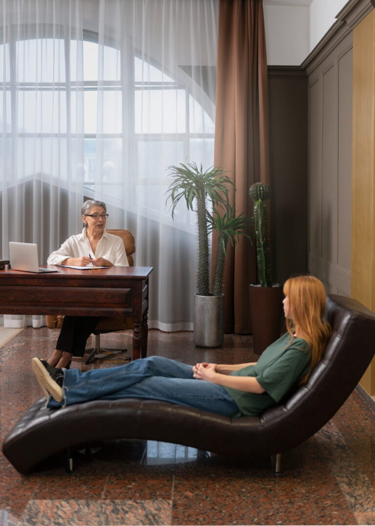 A therapist talking to her patient
